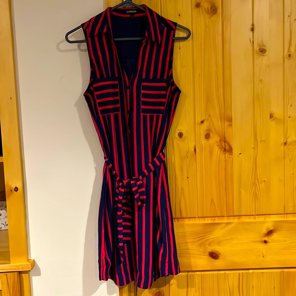Express women’s striped dress with waist tie